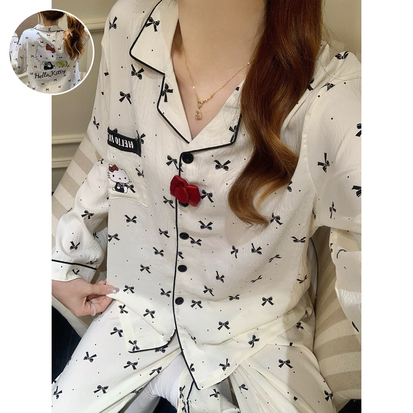 山吉哈喽kitty凯蒂猫睡衣女