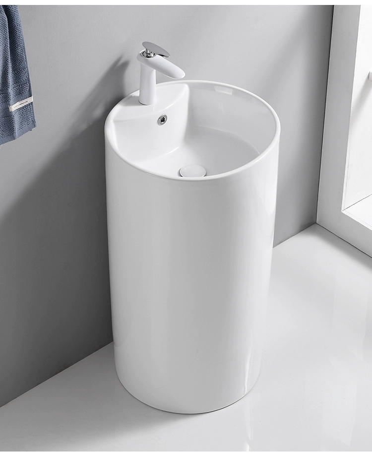 立柱盆一体落地式洗手盆阳台洗手台圆型小户型卫生间方洗脸盘陶瓷