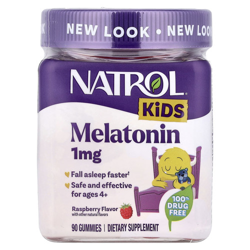 美国Natrol儿童褪黑荷尔蒙树莓味90 粒软糖帮助睡眠