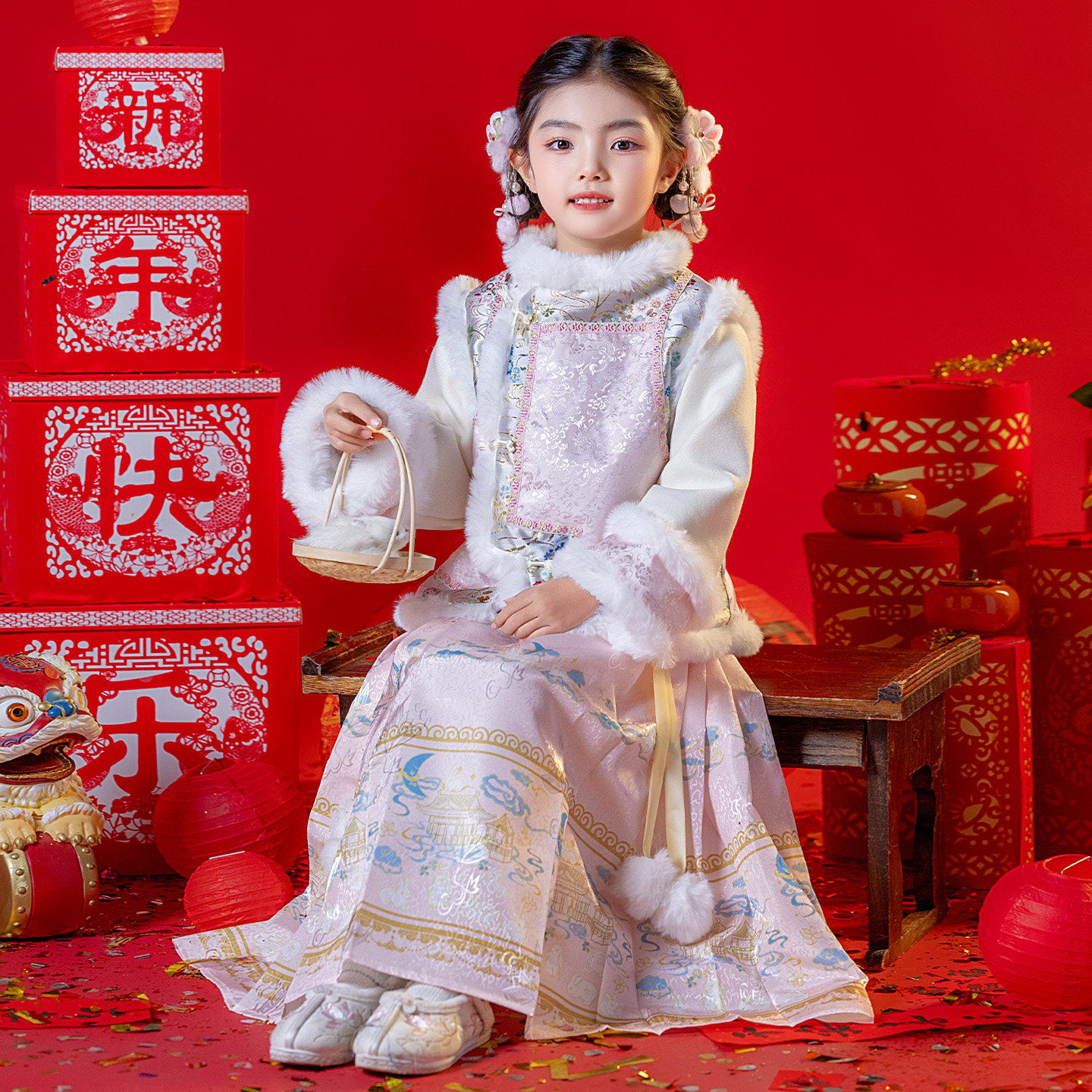 女童国风汉服超好看冬装中国风过年套装加绒明制新中式公主裙,童装/婴儿装/亲子装,汉服,淘宝优惠券,粉丝福利购,淘宝优惠卷