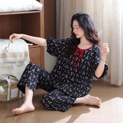 薄款纯棉短袖睡衣女士2025年春夏季新款韩版气质家居服套装可外穿