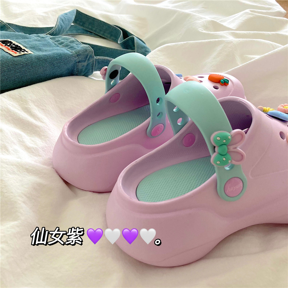 仙女紫~！小众增高厚底洞洞鞋
