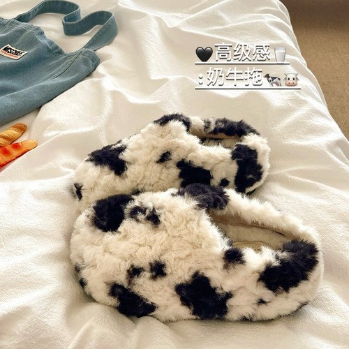 牧场奶牛！重工高级！冬季勃肯棉拖鞋女加绒保暖厚底防滑毛毛拖鞋