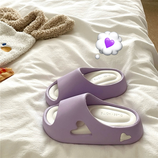 芋泥啵啵紫~！5cm厚底显白外穿增高凉拖鞋女夏季透气沙滩防滑拖鞋