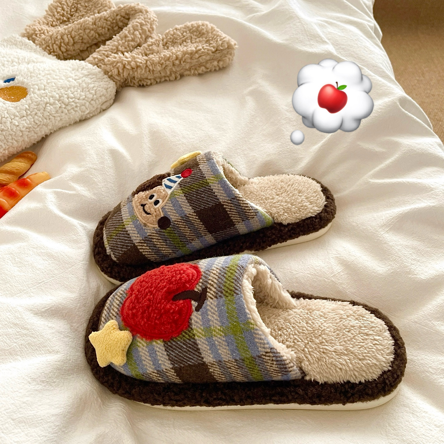 圣诞夜！北欧氛围！毛茸茸保暖居家棉拖鞋女厚底冬季加绒毛毛拖鞋