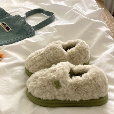 厚实毛茸茸保暖棉鞋女居家