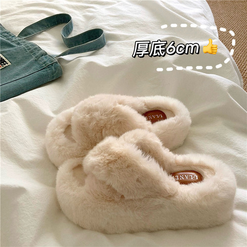 厚底增高外穿毛毛拖鞋女冬