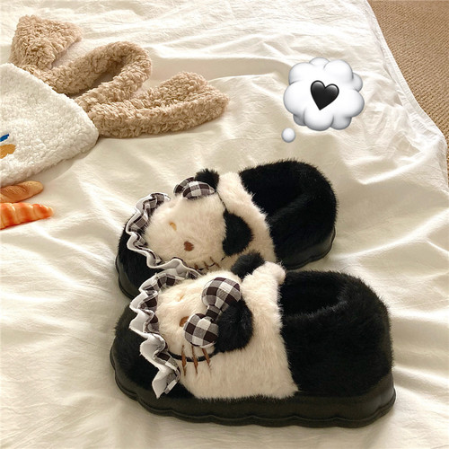 私房小猫~！可爱ins软萌卡通包跟棉鞋女外穿厚底保暖毛毛棉拖鞋潮