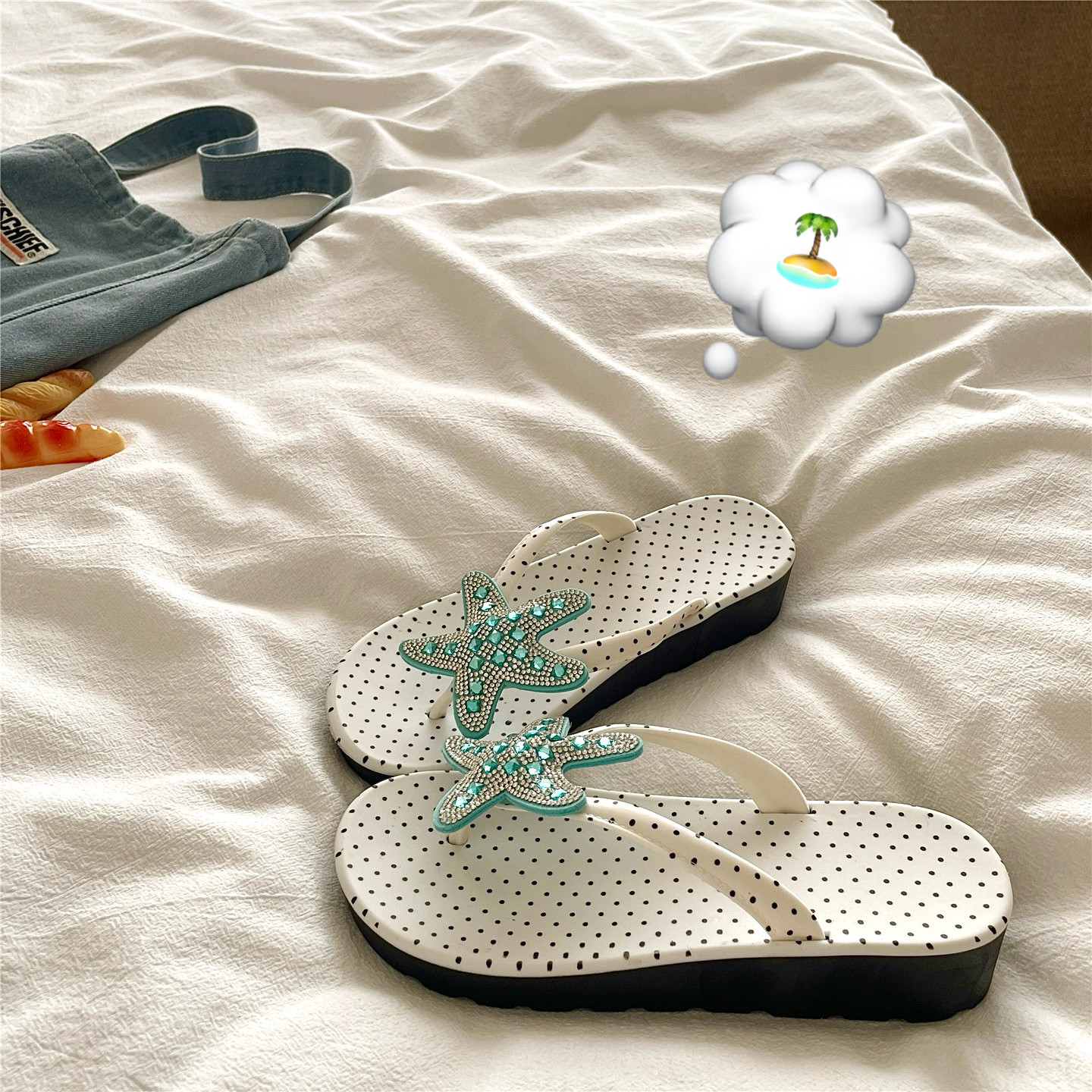 马代海星岛~！蒂芙尼蓝ins显白人字拖女夏季沙滩外穿防滑凉拖鞋潮
