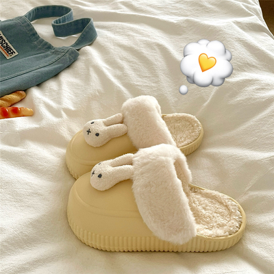 奶黄包小米菲~！可拆卸ins防水棉拖鞋女包头保暖冬季外穿毛毛拖鞋