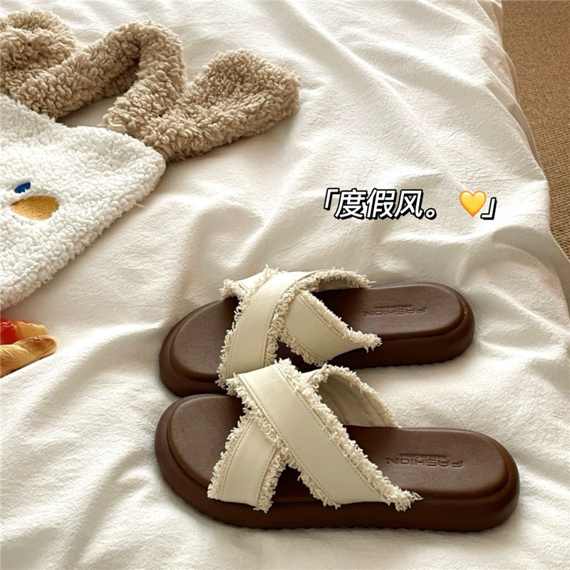 夏日小记~！松弛感ins度假风凉拖鞋女夏季沙滩防滑透气一字拖鞋潮,女鞋,一字拖,淘宝优惠券,粉丝福利购,淘宝优惠卷