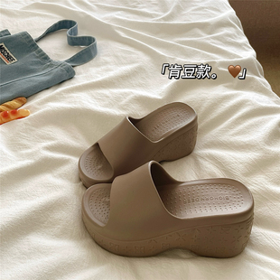 防滑增高厚底一字拖鞋 女透气夏季 潮 7cm显瘦外穿凉拖鞋 肯豆同款