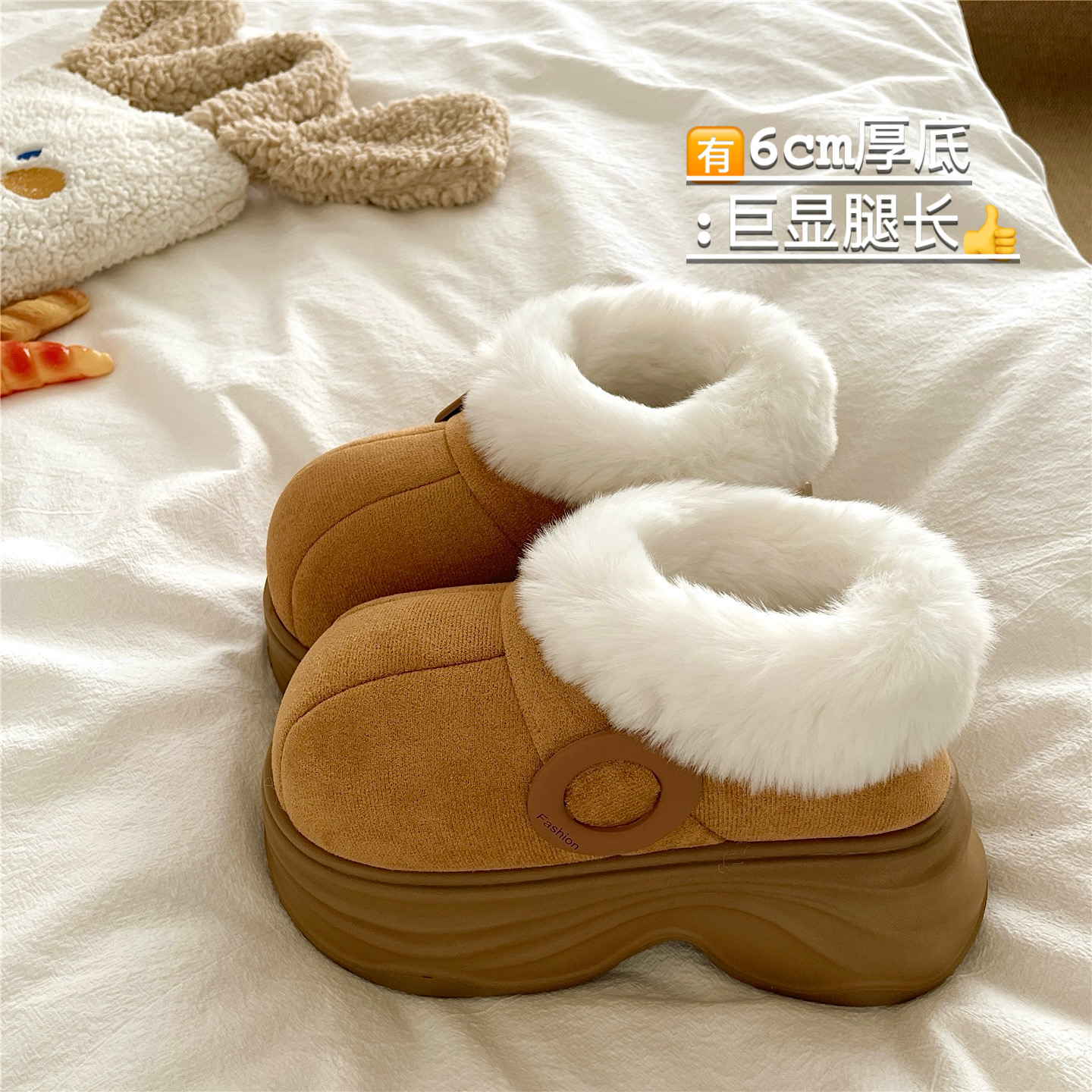 西伯利亚雪夜~！巨厚ins保暖包跟棉鞋女厚底雪地靴加绒毛毛棉拖鞋