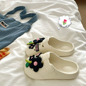 潮 女外穿厚底增高透气洞洞鞋 莫奈花园 韩系ins少女心包头凉拖鞋