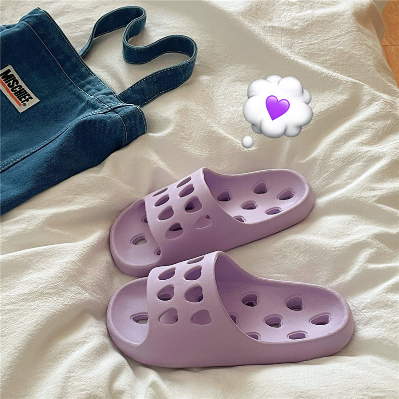 显白芋泥紫~！爱心镂空ins居家一字拖鞋女浴室防滑洗澡沥水凉拖鞋,女鞋,一字拖,淘宝优惠券,粉丝福利购,淘宝优惠卷