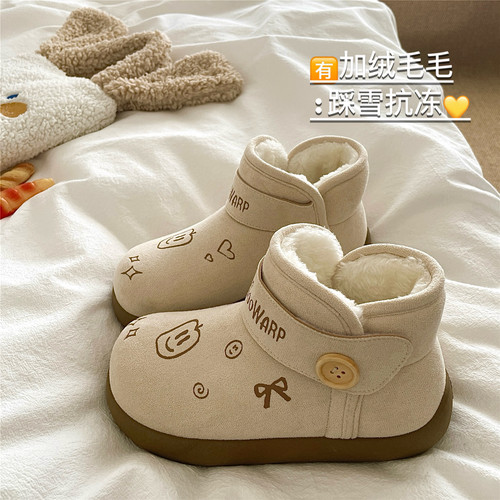 苹果星球~！可爱加厚保暖包跟棉鞋女外穿厚底防滑加绒冬季雪地靴