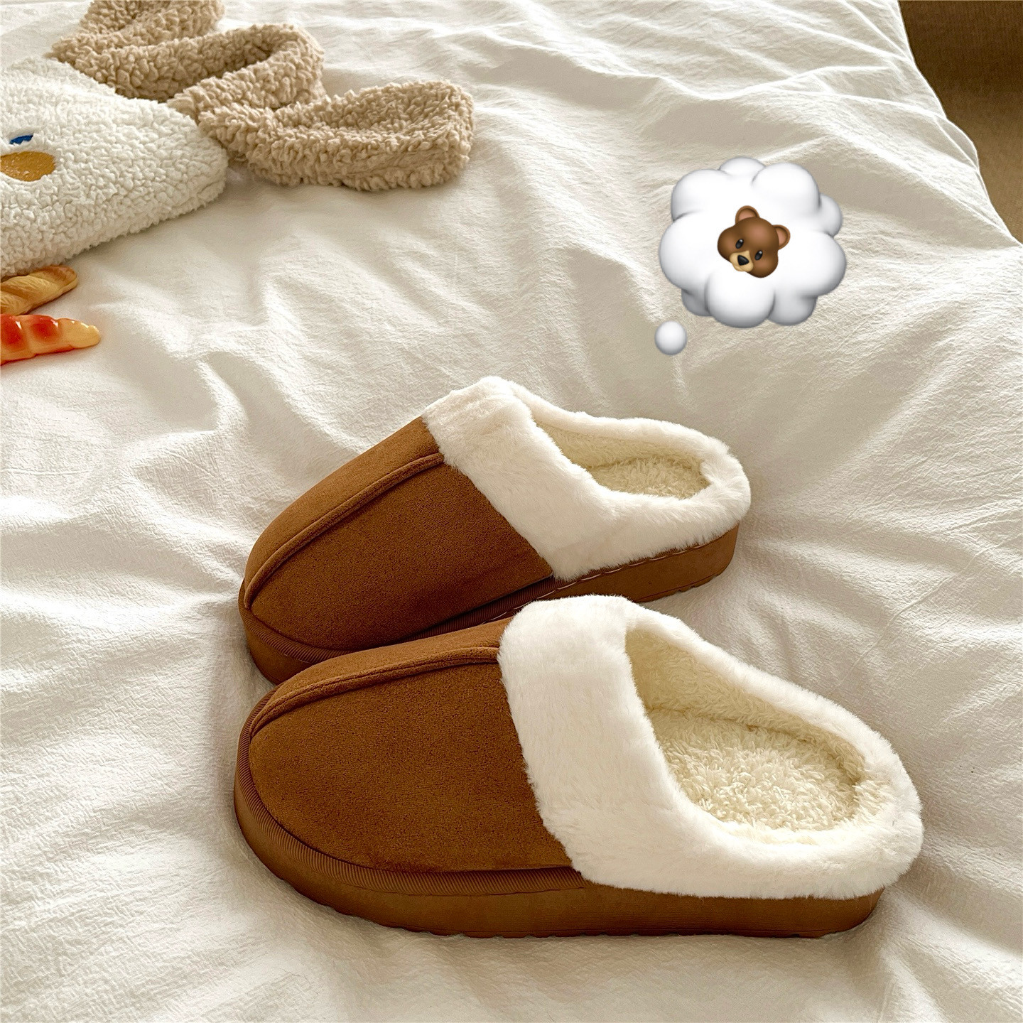 恋恋榛果~！保暖ins包头居家棉拖鞋女外穿厚底冬季加绒毛毛拖鞋潮,女鞋,毛毛鞋,淘宝优惠券,粉丝福利购,淘宝优惠卷