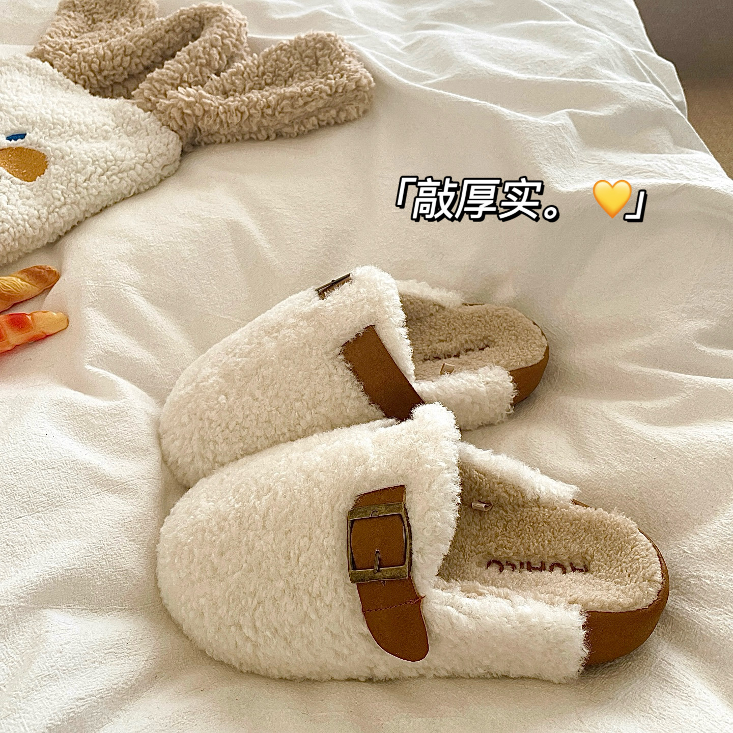 雪绒绒敲厚~！高级感居家外穿厚底棉拖鞋女冬季保暖加绒毛毛拖鞋