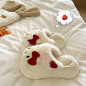女加绒增高外穿毛毛拖鞋 可拆清洗 草莓kt猫可爱厚底保暖棉拖鞋