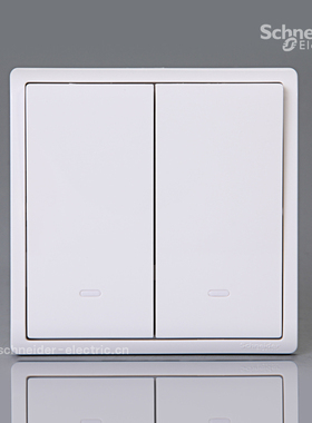 施耐德Pieno丰尚白色16AX 250V 带荧光指示双联单控 二位双控开关