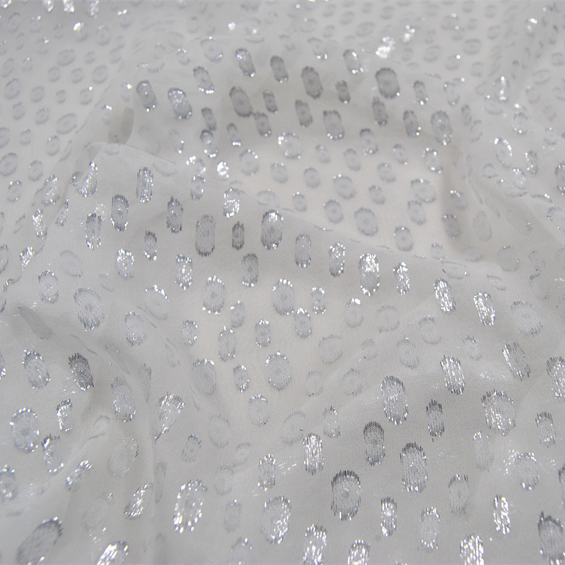 漂白乔其纱剪花绡点点真丝织银汉服衬衫连衣裙桑蚕丝服装布料面料