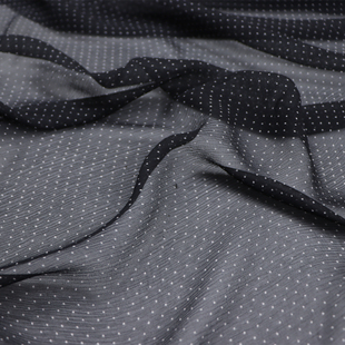 黑底细点点真丝顺纡纱汉服旗袍衬衫连衣裙桑蚕丝服装布料面料