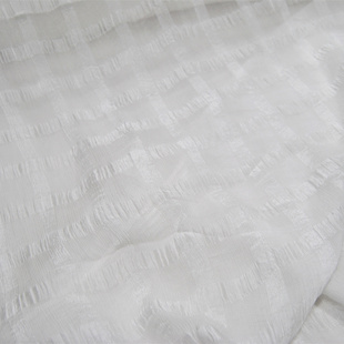 宽幅白色格子另类风格顺纡底旗袍汉服衬衫丝巾桑蚕丝服装布料面料