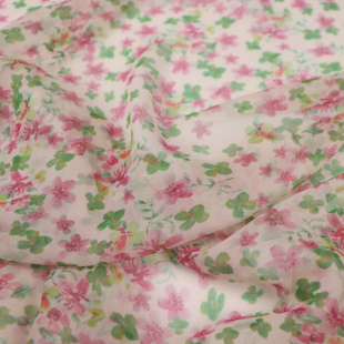 宽幅小花朵真丝乔其纱连衣裙衬衫旗袍桑蚕丝服装布料面料