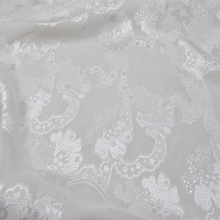 白色繁华妖娆真丝剪花绡连衣裙汉服上衣旗袍桑蚕丝服装布料面料