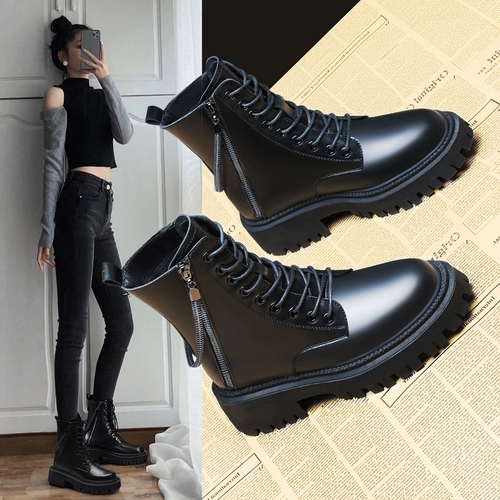 Martens, высокие универсальные короткие сапоги в английском стиле на платформе, ботинки, коллекция 2022, из натуральной кожи, в британском стиле
