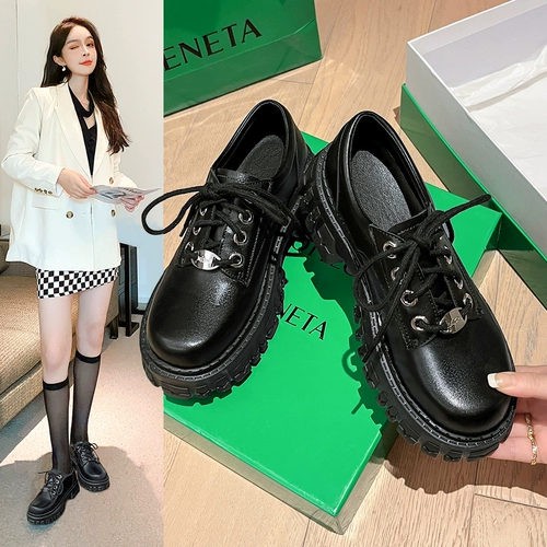Демисезонная обувь в английском стиле для кожаной обуви, японские туфли на платформе, в британском стиле, осенняя