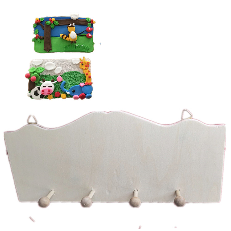 美术白模填色彩绘木粒挂钩画板涂鸦绘画上色手工雪花超轻粘土捏塑