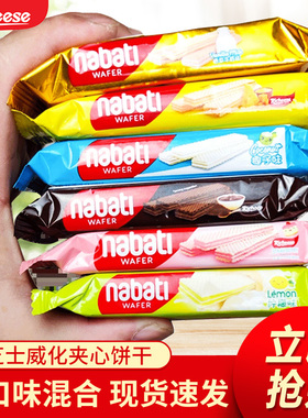 印尼进口纳宝帝丽芝士彩虹威化饼干奶酪芝士多口味nabati零食25g