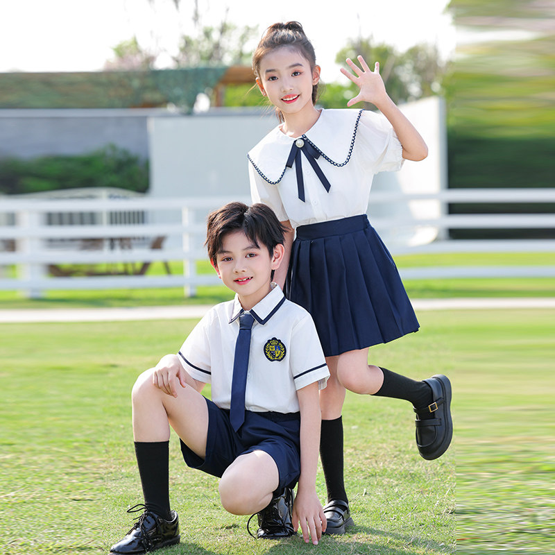 六一儿童合唱服英伦风幼儿园毕业照班服夏季套装小学生朗诵表演服