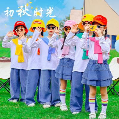 六一儿童啦啦队演出服小学生运动会班服糖果色幼儿园舞蹈表演服装