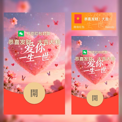 2026新款520情人节爱你一生一世vx红包封面