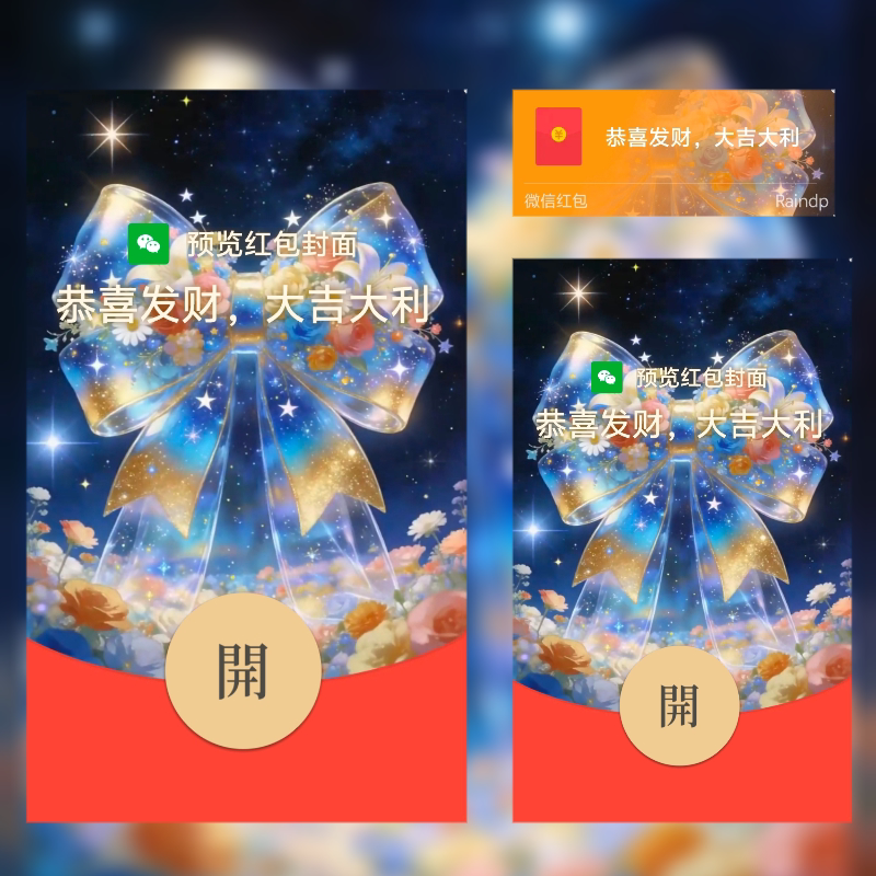 2026新款微信红包封面动态蓝金蝶梦蝴蝶结520情人节红包封面