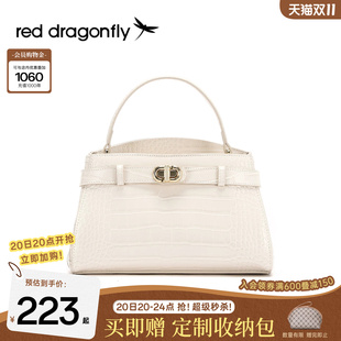 红蜻蜓鳄鱼纹凯莉包2026新款高级感手提小包时尚百搭单肩斜挎女包
