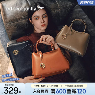 红蜻蜓妈妈手提包新款真皮牛皮大容量中年婆婆大气软皮婚宴女包包