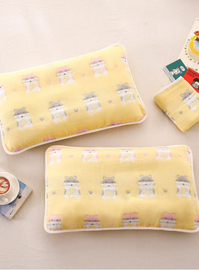 新款全棉六层纱布枕套30*50cm卡通男孩女孩纯棉儿童枕头套单只装