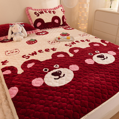 卡通冬季牛奶绒床垫软垫褥法兰珊