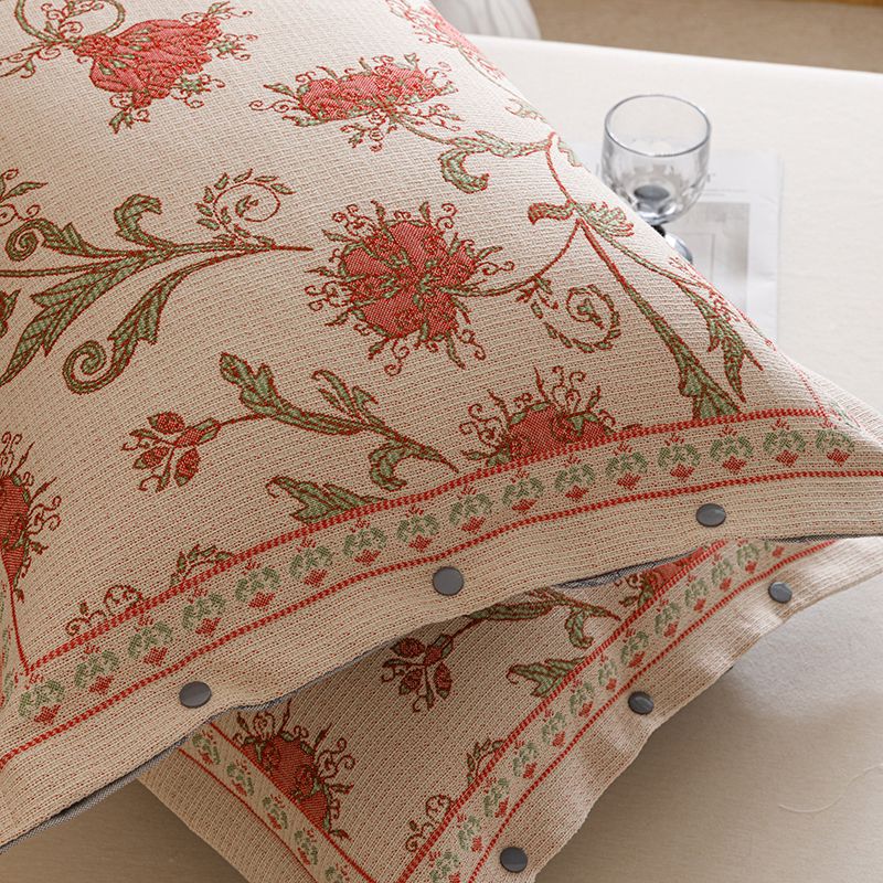 A全棉纯棉亚麻纱布色织提花枕套48*74单只装家用一对装枕芯内胆套