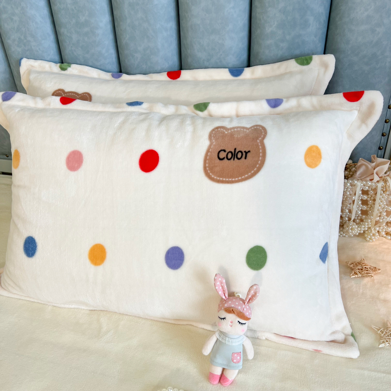 儿童成人枕套一对装冬季加厚加绒牛奶绒亲肤秋冬新款枕头套单个装