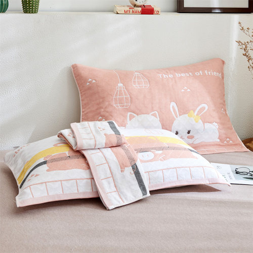 纯棉枕巾加厚三层纱布情侣枕头巾