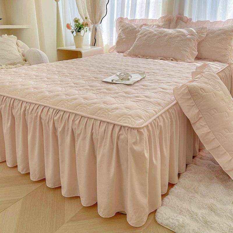 秋冬加厚纯色夹棉单床裙床罩防尘遮丑三件套床单裙边四季通用防滑,床上用品,床裙,淘宝优惠券,粉丝福利购,淘宝优惠卷