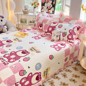 韩版花边纯棉床盖迪士尼卡通全棉床罩榻榻米四季通用炕盖2023新款