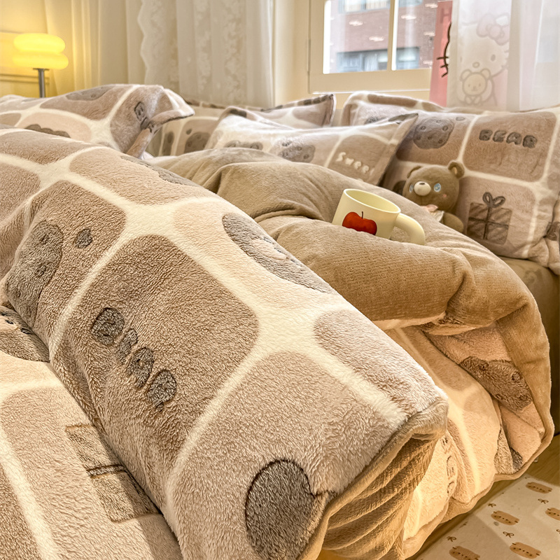 冬季牛奶绒珊瑚四件套加绒被套