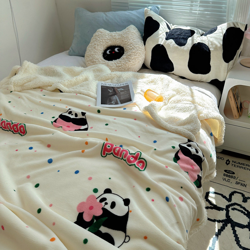 2025秋冬新款多功能加厚牛奶绒羊羔绒多功能毛毯空调毯可爱儿童女