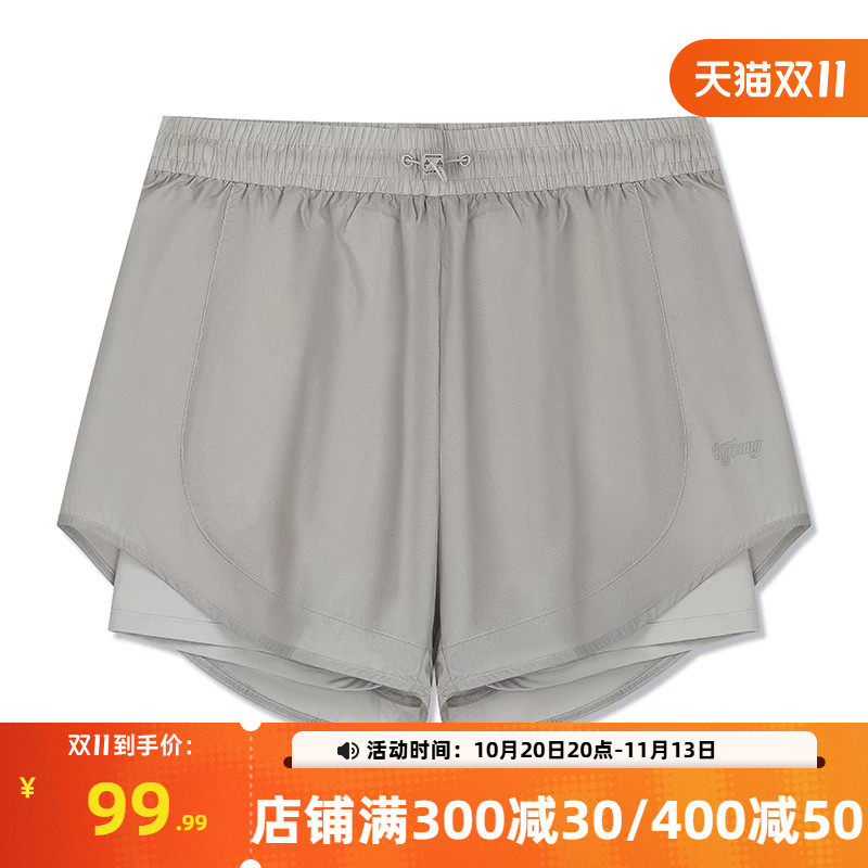 361运动短裤女2026秋季假两件防走光防晒遮阳抗菌五分裤运动裤