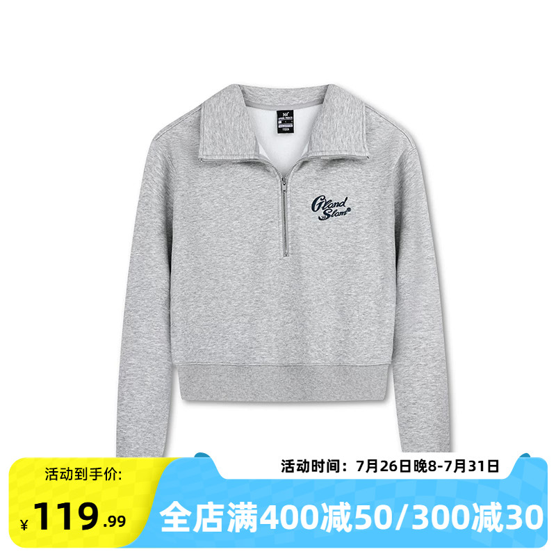 361运动卫衣女2026秋冬新款女士加绒保暖半开襟短款卫衣宽松上衣